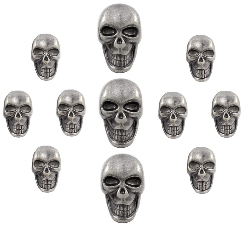 Bezelry Skull Gray Silver Metal Shank Buttons. Blazer Button Set. 3 Pcs of 25mm, 8 Pcs of 16mm - Image 1